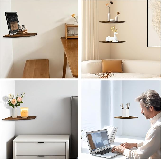 JJL Corner Shelves, 12 Inch Deep Corner Shelf Wall Mounted - Image 6