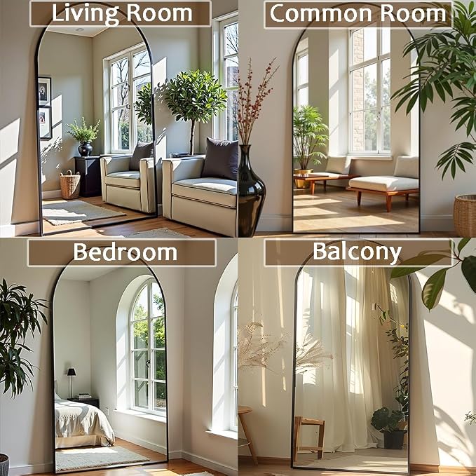 Dewfig Arched Full Length Mirror, Oversized Full Body Mirrors - Image 3