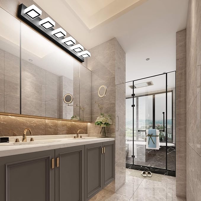 Ralbay Modern Black Vanity Lights Fixtures 6 Lights Acrylic Modern LED Matte - Image 6