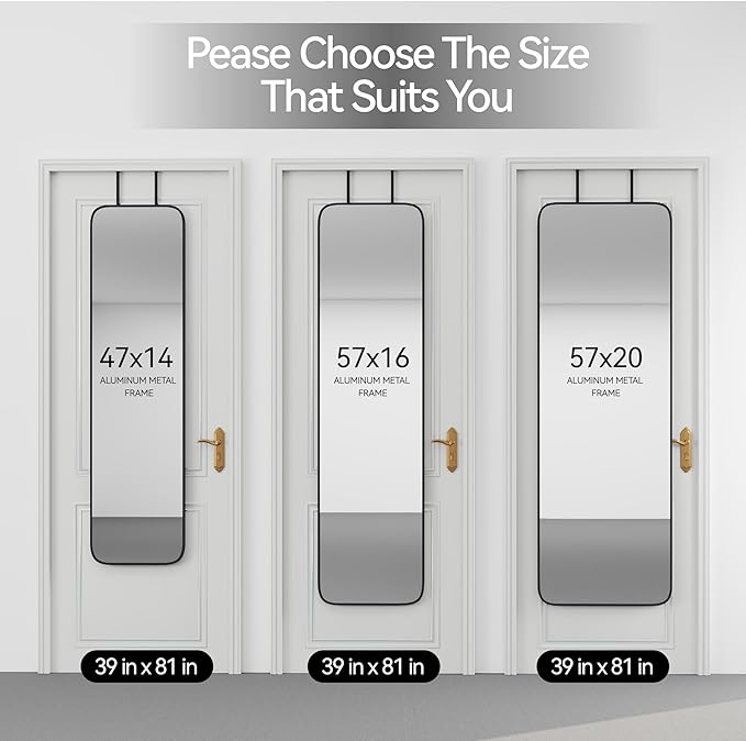 SCWF-GZ 47x14 Mirror Rectangle Full Body Length Door Hanging Wall Mounted Metal - Image 6