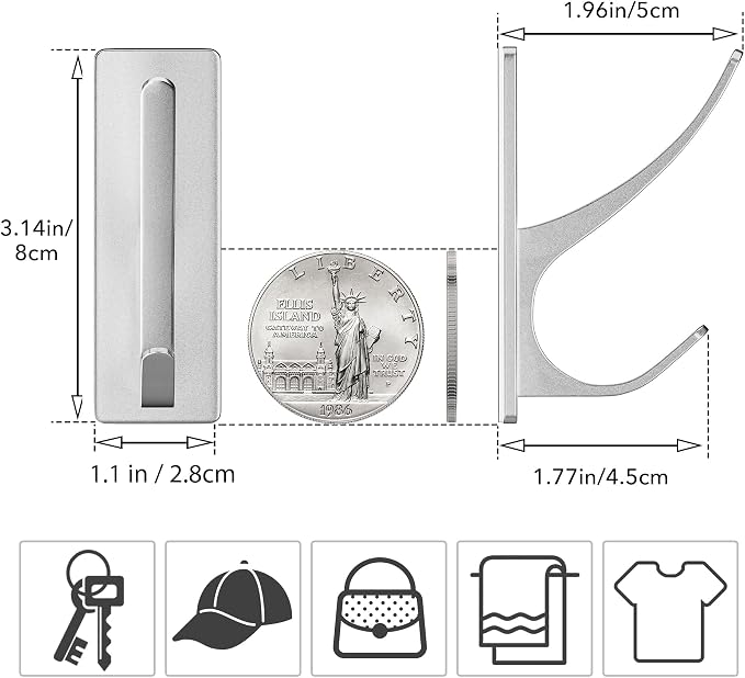 pickpiff Stick on Hooks for Hanging, Extra Sticky 6KG, Coat Hook on Door for - Image 3