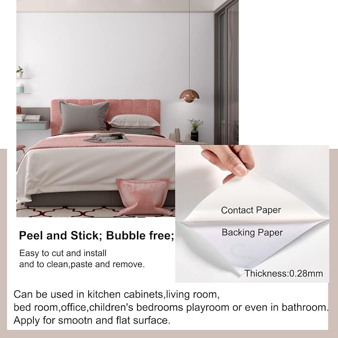 FUKU MON 24"x394" White Peel and Stick Wallpaper Matte Solid Textured Embossed - Image 9