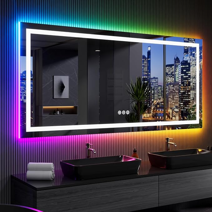LOAAO 84X32 Inch RGB LED Bathroom Mirror - Image 2