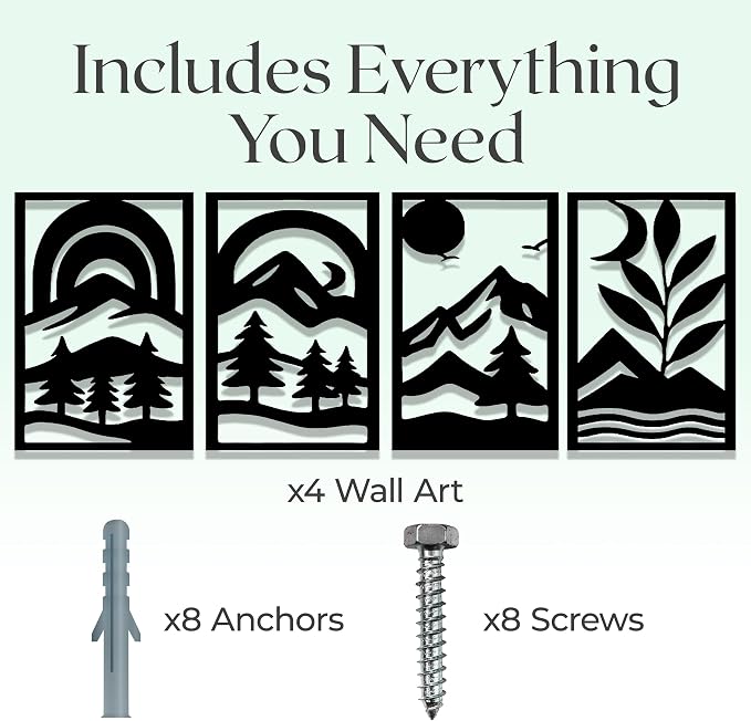 GALLERY GRACE Metal Wall Art Decor – 11" x 16" Set of 4 Abstract Landscape - Image 7