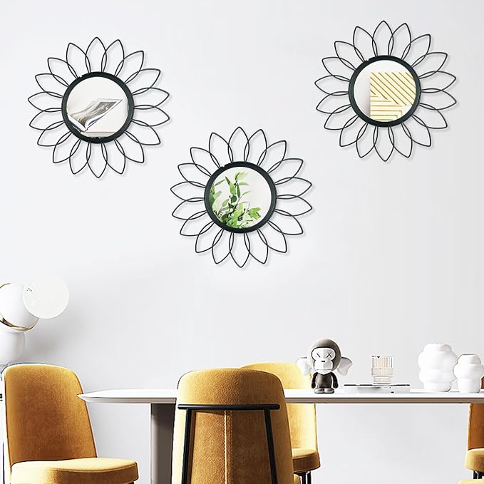 3 Pack Metal Mirrors for Wall Sunburst Wall Mirrors Home Décor Decorative - Image 7