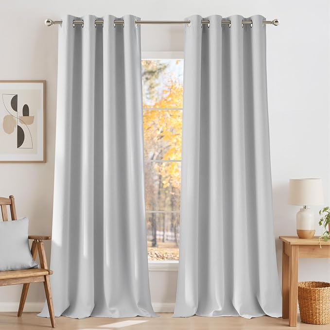 NICETOWN Room Darkening Greyish White Curtains 84 inches Long by NICETOWN
