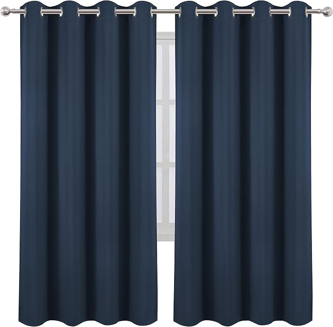 LEMOMO Navy Blue Blackout Curtains/52 x 72 Inch/Set of 2 Panels Room Darkening - Image 2