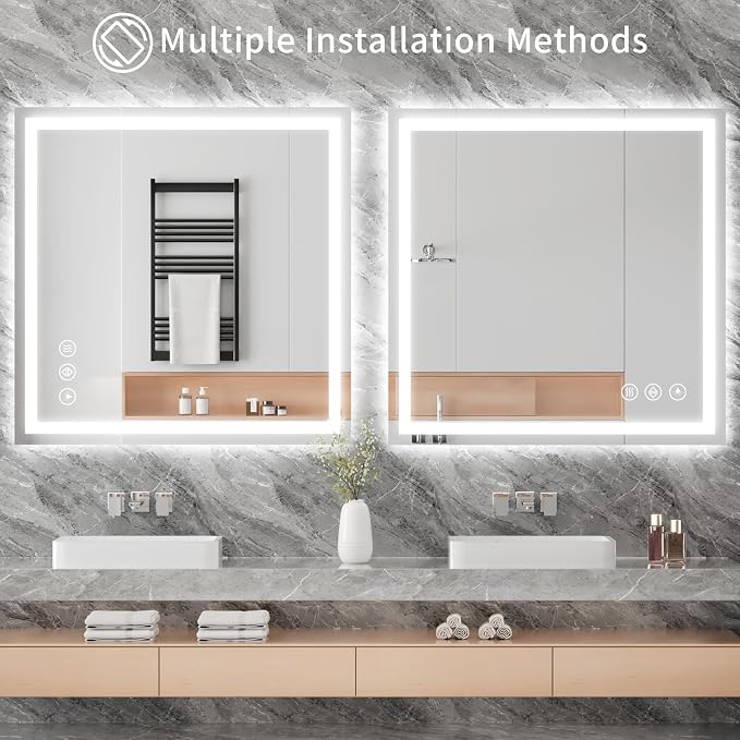 Koonmi 36"x40" LED Mirror for Bathroom, 90CRI Anti-Fog Vanity Mirror - Image 4