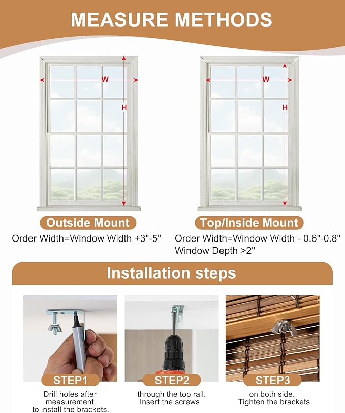 30''W X 72''H Cordless Bamboo Roman Shades - Image 4