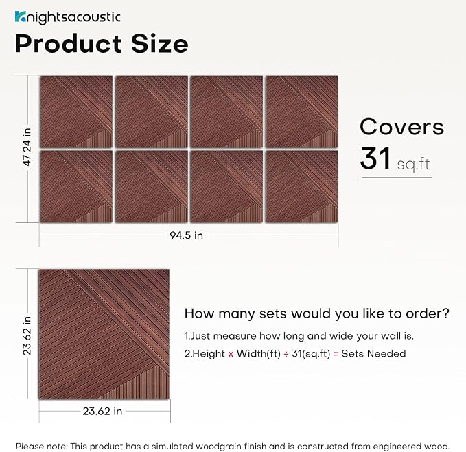 8Pack Acoustic Wall Panels, Wood-Pattern Art Sound Proof Foam Panels - Image 2
