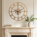 48 Inch Large Wall Clock for Living Room – Bronze Metal Clock by WallClockDecor