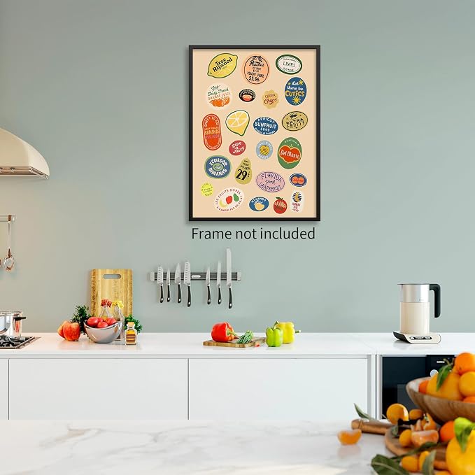 PDFI Trendy Kitchen Canvas Wall Art Vintage Fruit Market Pictures Prints Retro - Image 3
