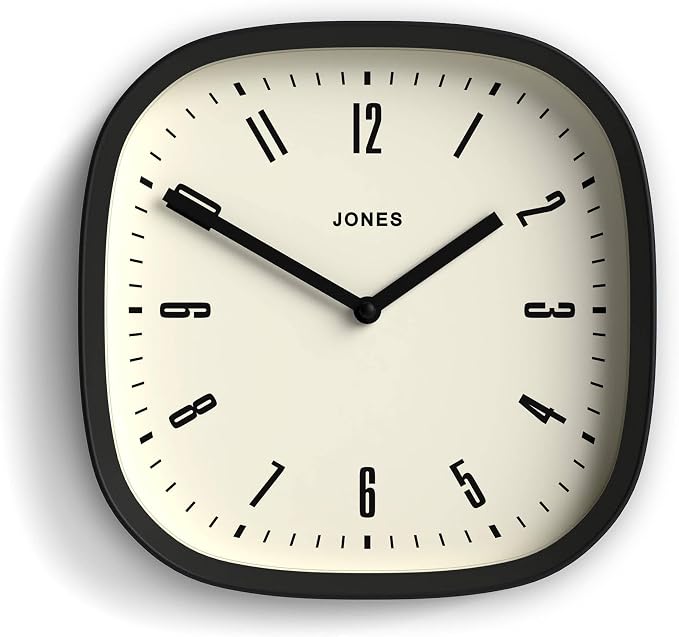 JONES CLOCKS® Marvel wall Clock | Modern Retro Rounded Square Clock | 10 inch | by JONESCLOCKS