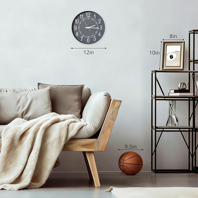 Wall Clock Modern Non-Ticking Battery Operated Silent Wall Clocks Simple Style - Image 3