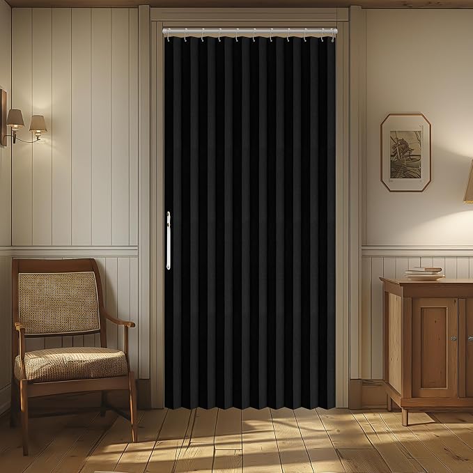 AJAZZ 100% Blackout Accordion Doors Interior Magnetic Door Curtain Folding - Image 9