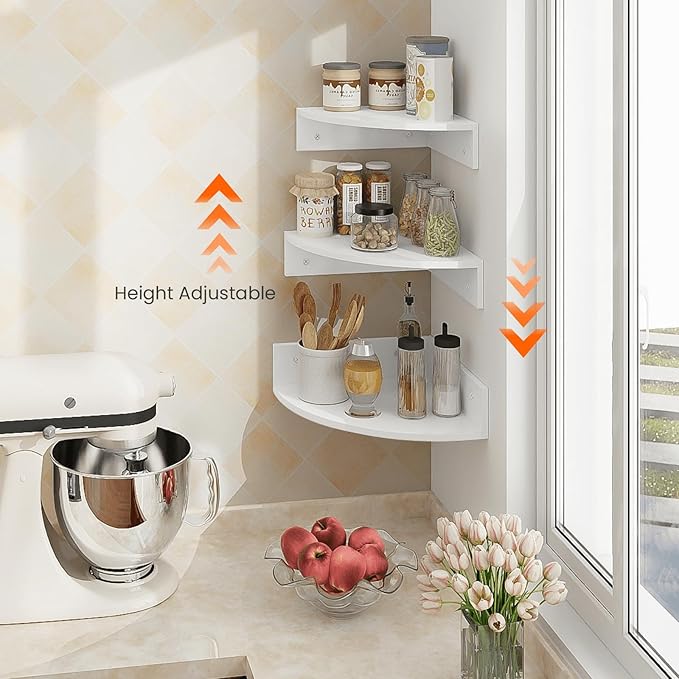 Homode Floating Corner Shelves, 12 Inch Deep Hanging Corner Display Shelf - Image 6