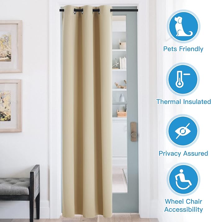 RYB HOME Blackout Curtains Thermal Insulating Privacy Temporary Door Curtains - Image 3