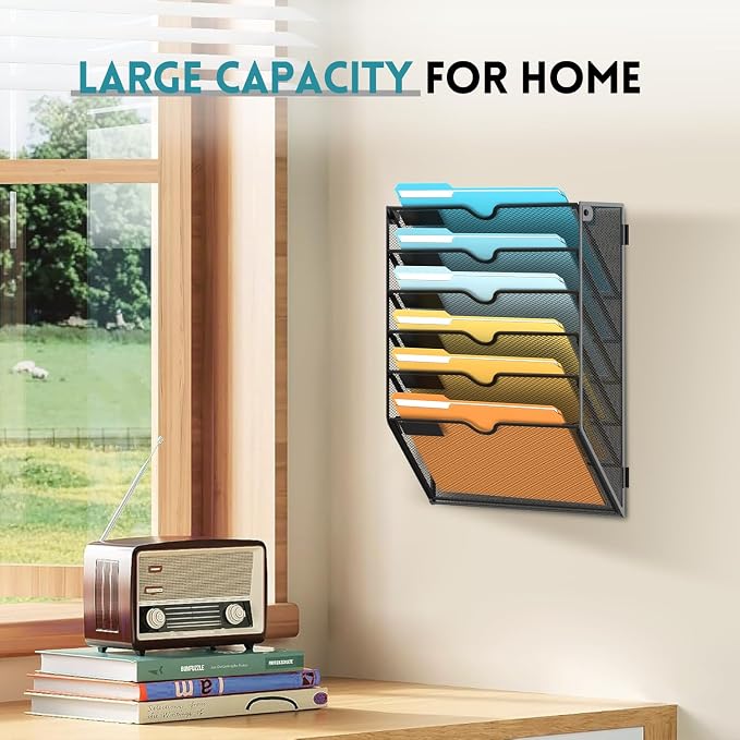 SUPEASY 6 Tier Wall File Organizer, Hanging Wall Mounted Mail Organizer - Image 2