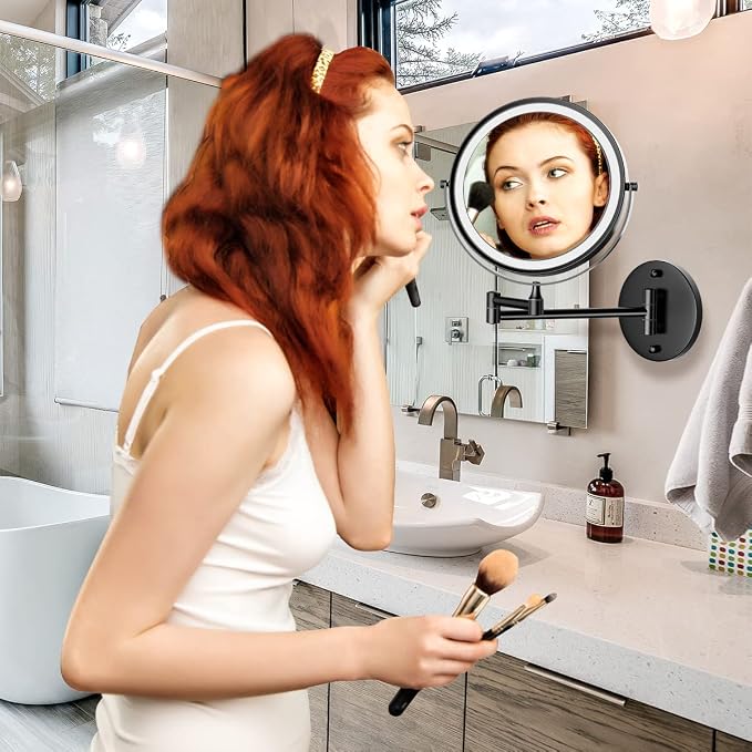 Rocollos Rechargeable Wall Mounted Lighted Makeup Mirror, 8 Inch Double-Sided - Image 7
