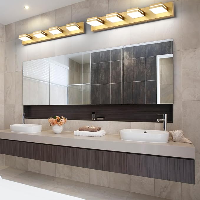 SineRise LED Modern Bathroom Vanity Light Fixtures, Matte Gold Modern Acrylic - Image 9