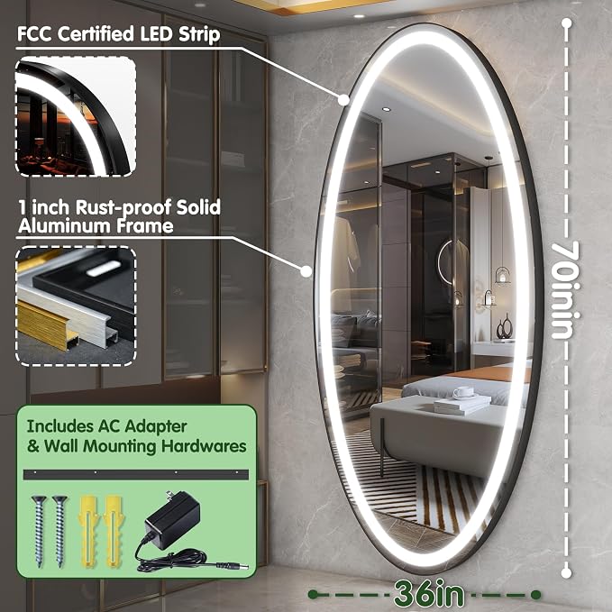 FENNIO 70" x 36" Large Wall Mounted Mirror - Image 9