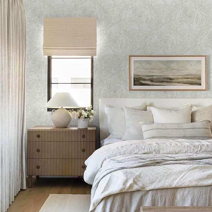 Ismoon Floral Peel and Stick Wallpaper Grey Contact Paper Boho Watercolor - Image 5