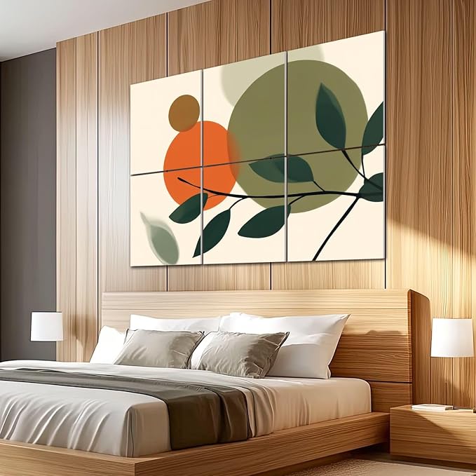 6 Pack Art Acoustic Panels Sound Absorbing Boho Botanical Leaf Orange Green - Image 5