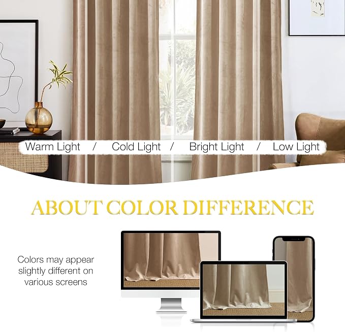 NICETOWN Thick Beige Velvet Drapes - Image 4