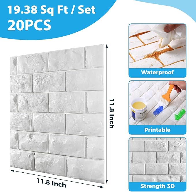 Circloophs 20 Pcs 3D Wall Panels Peel and Stick - Image 2