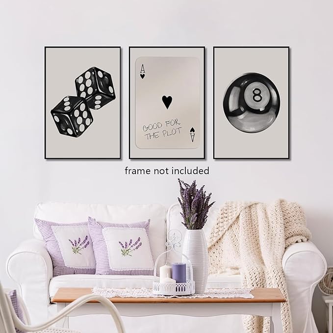 BOKPEN 3Pcs Black and White Poker Dice Wall Art Funky Retro Y2K Trendy Preppy - Image 2