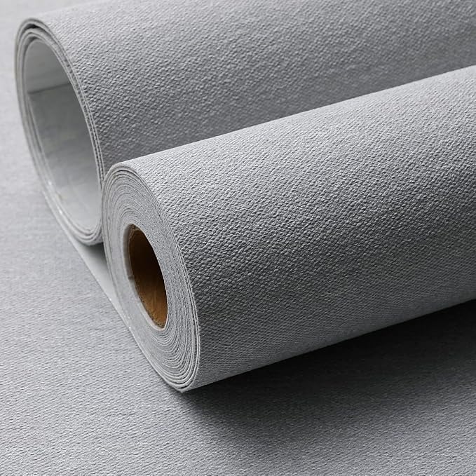 SHUFA Gray Cotton-Like Textured Grasscloth Wallpaper Matte Thick Real Woven - Image 2