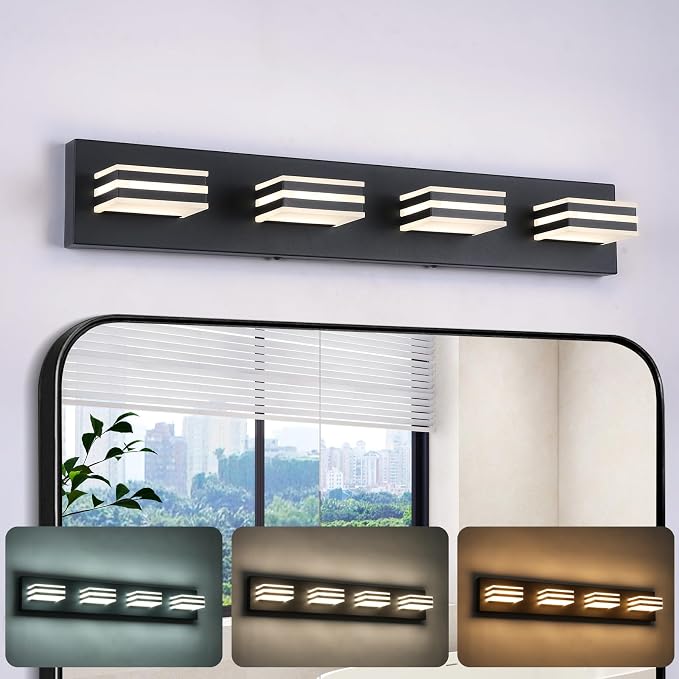 4-Light LED Black Vanity Lights by BrightUpHomeWithLight