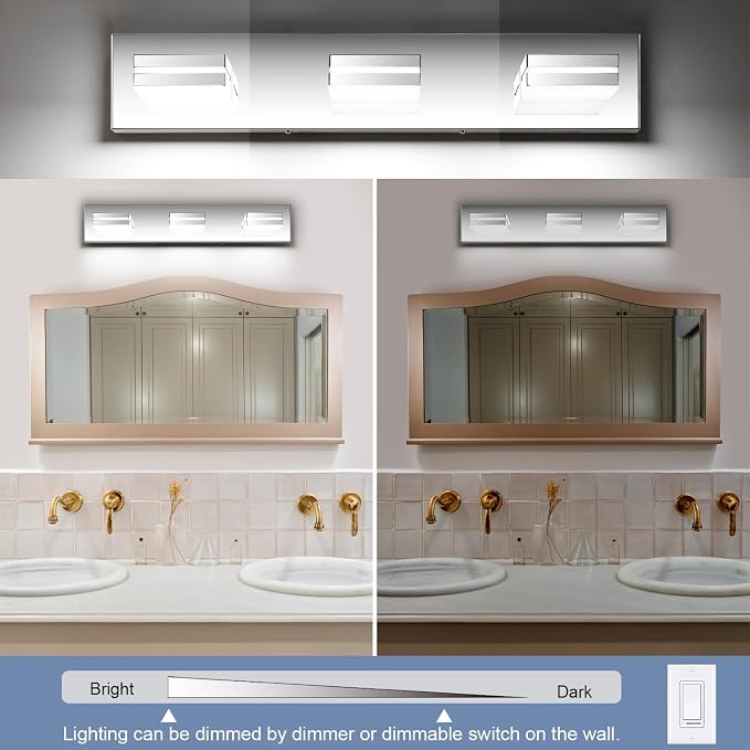 SineRise LED Modern Bathroom Vanity Light Fixtures, Chrome Modern Acrylic - Image 4