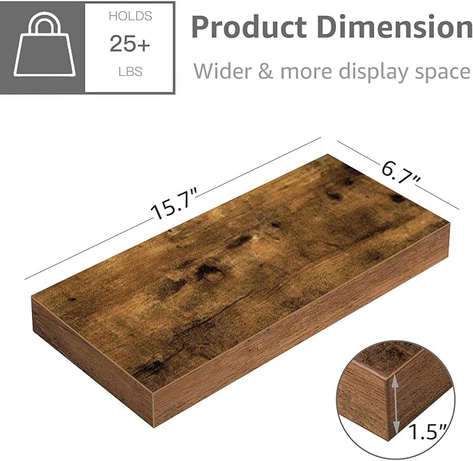 QEEIG Floating Shelves for Wall Bathroom Shelf Bedroom Kitchen Living Room - Image 3