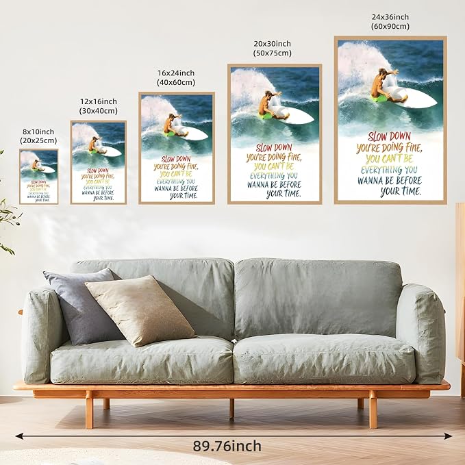 Qcrpnhy Vintage Surfing Poster 1990 Retro Surf Wall Art Inspirational Canvas - Image 3