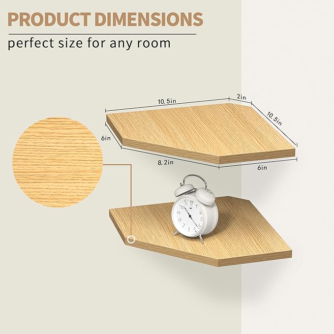 Corner Shelf Wall Mount, Floating Corner Shelves, Rustic Wood Wall Storage - Image 3