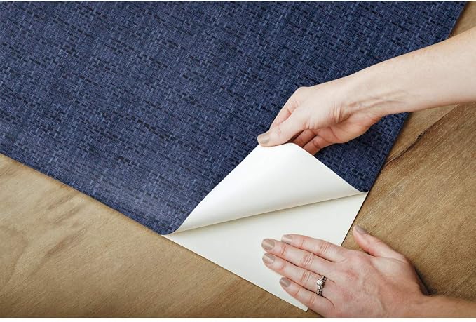 RoomMates RMK11698RL Navy Faux Grasscloth Weave Non-Textured Peel and Stick - Image 4