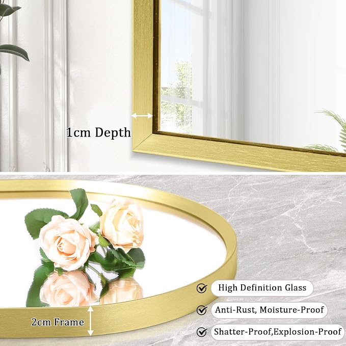 Arch Wall Mirror Aluminum Alloy Frame Bathroom Wall Mirror - Image 2
