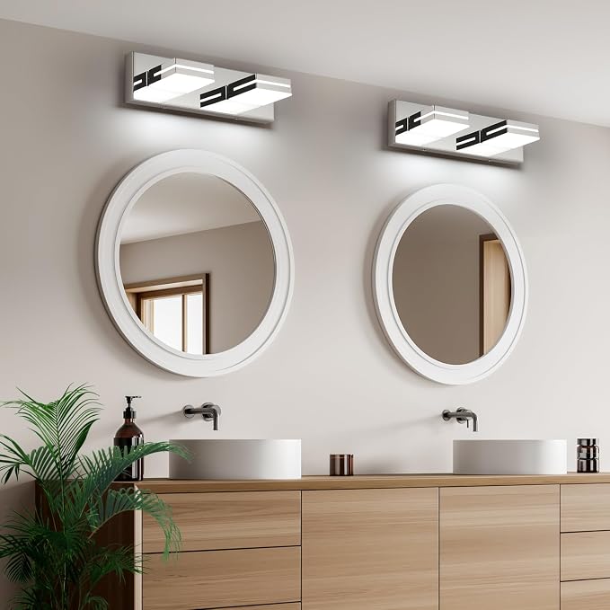 SineRise LED Modern Bathroom Vanity Light Fixtures, Chrome Modern Acrylic - Image 6