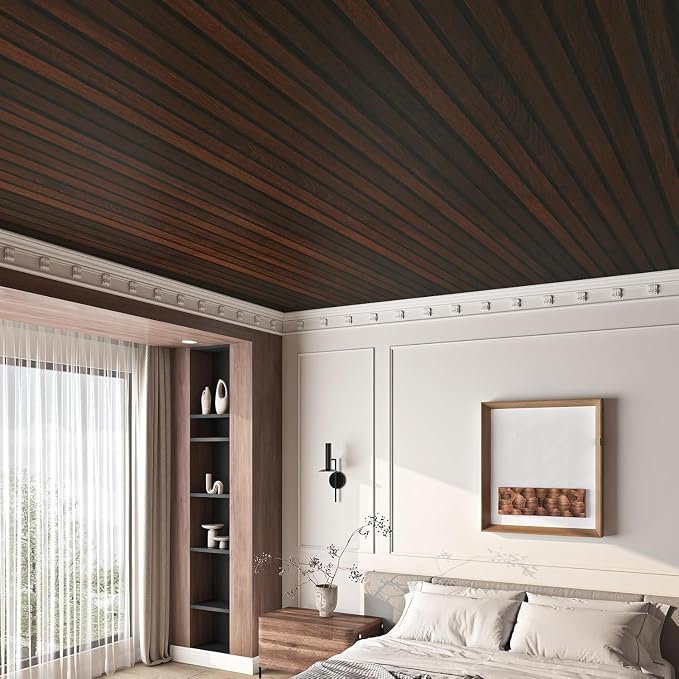 FunStick 36"x200" Dark Brown Slats Wood Peel and Stick Wallpaper Faux 3D Walnut - Image 6