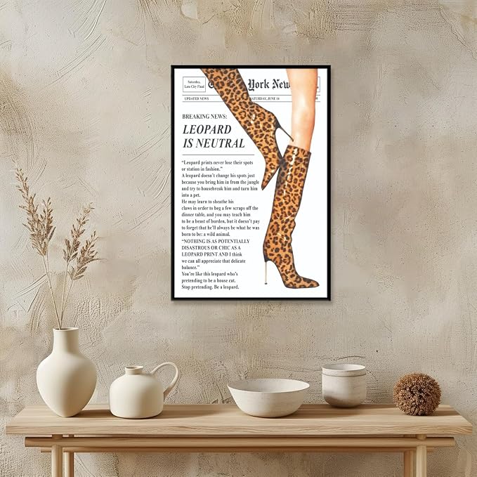 Trendy Newspaper Posters Vintage Leopard Boots Poster Feminist Canvas Prints - Image 4