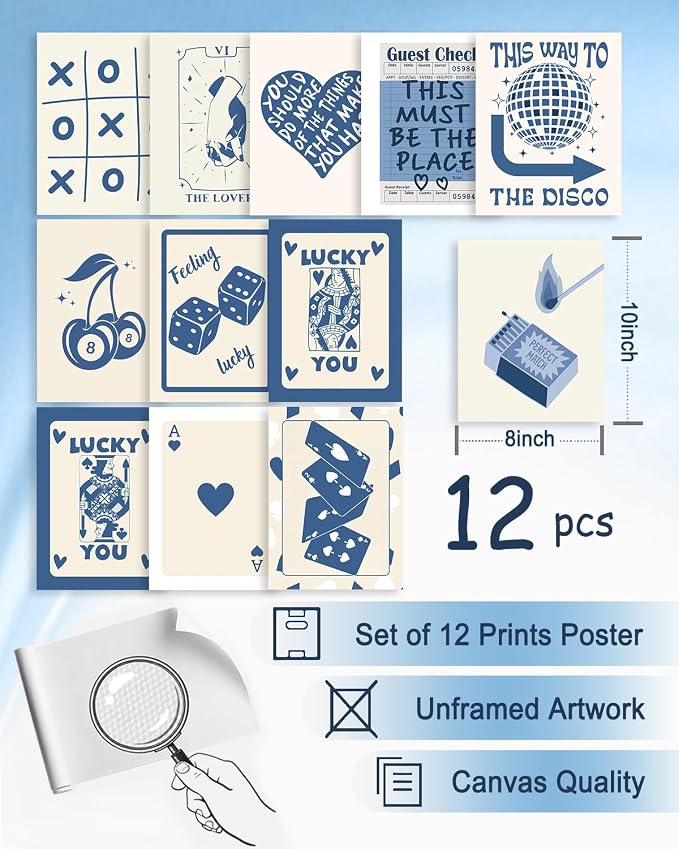 KBKBART 12pcs Blue Lucky Poster - Image 2