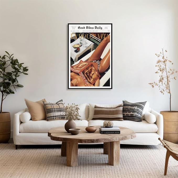 Trendy Newspaper Posters Vintage Good Vibes Daily Wall Art 60s La Dolce Vita - Image 3
