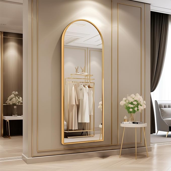 Wall Mirror Full Length Metal Aluminum Framed Floor Mirror 48"x12" Arched Large - Image 2