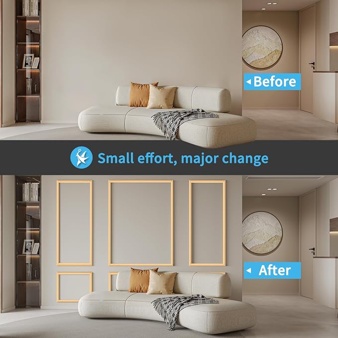 Art3d Pre-Cut Wall Molding Set of 6 pcs, Ready-to-Assemble Wainscoting Panels - Image 4