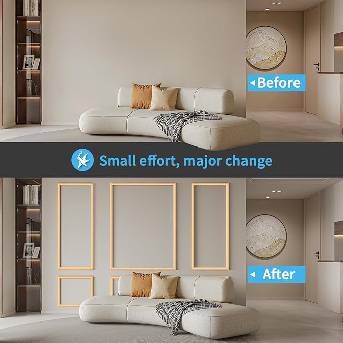 Art3d Pre-Cut Wall Molding Set of 6 pcs, Ready-to-Assemble Wainscoting Panels - Image 2