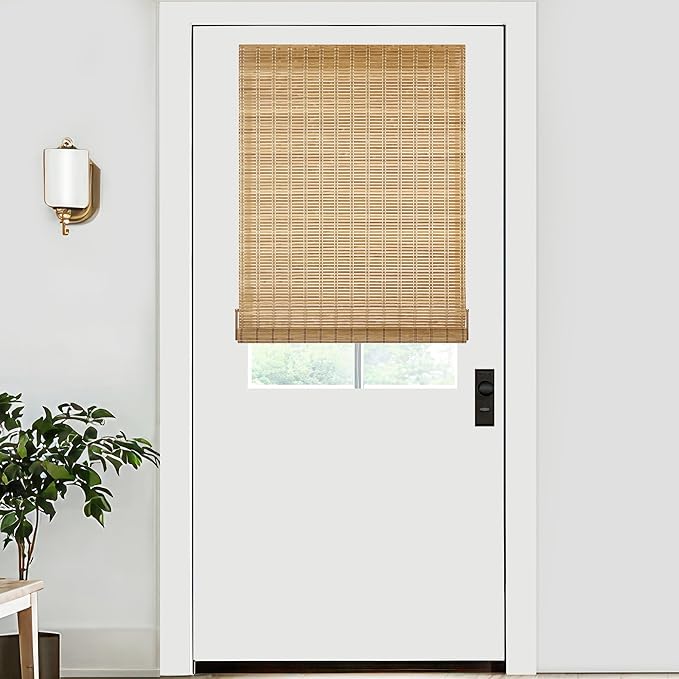 LazBlinds No Tools No Drill Bamboo Roller Shades, Cordless Bamboo Blinds by LazBlinds