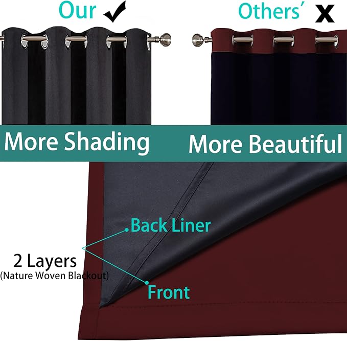 Yakamok 100% Blackout Lined Panels, Thermal Insulated Blackout Curtains - Image 5