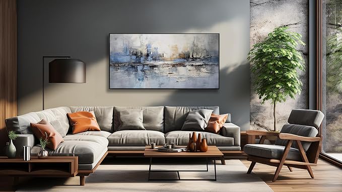 Abstract Wall Art Blue and White Reflection Large Size Framed Artwork Wall - Image 6