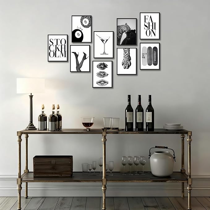 LOARTVE 9Pcs Black and White Fashion Wall Art Prints Trendy Leopard Stockholm - Image 3